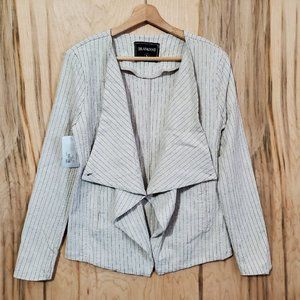 Blank NYC Evereve Ivory Pinstripe Linen Blend Moto Jacket Womens Sz Small NWT